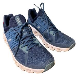 On Cloud Mens 13 Blue Lace Up Swiss Engineered Running Athletic Sneaker Shoes